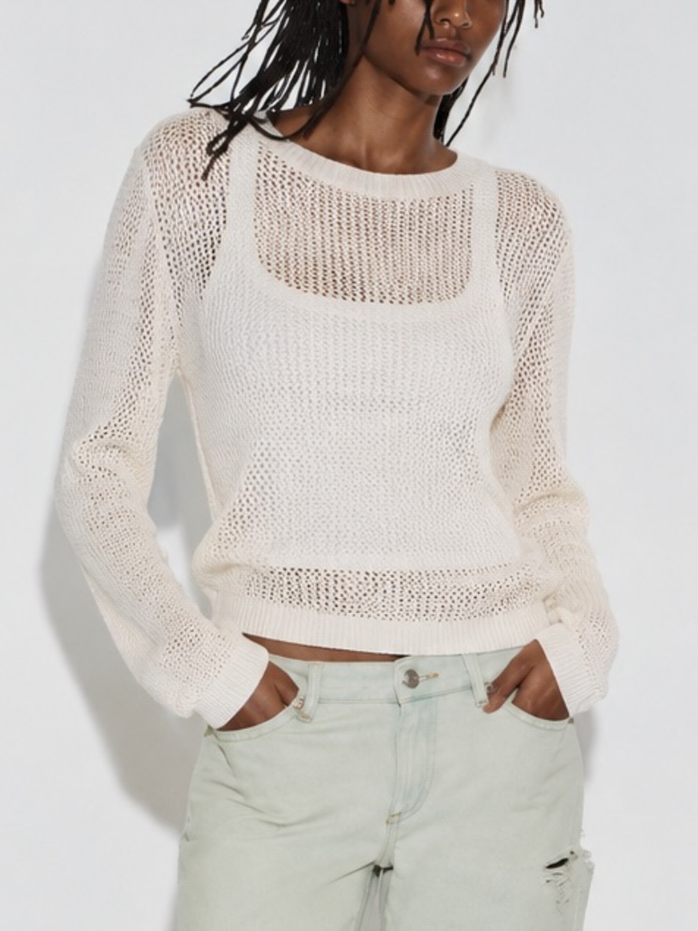 UNIQLO Cream Open-Knit Sweater